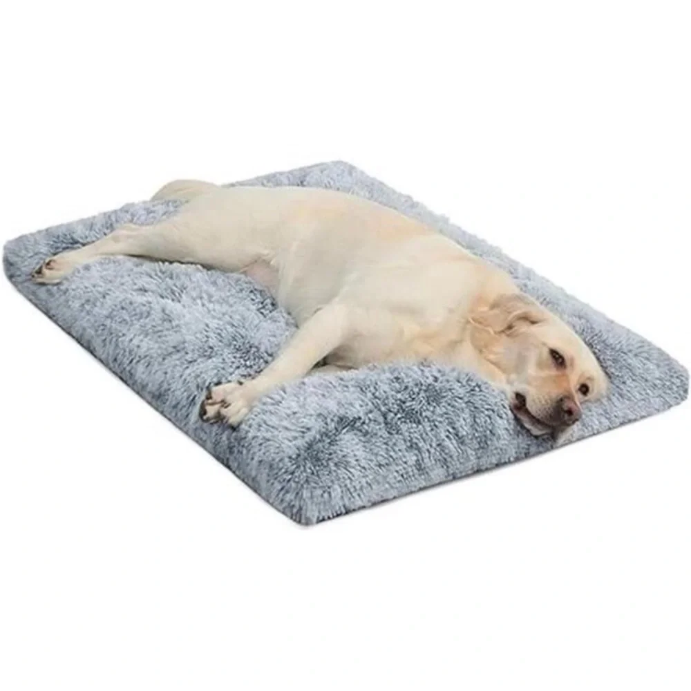Large Dog Bed Crate PadMat for Medium Dogs&Cats,Fulffy Faux Fur Kennel Pad Comfy
